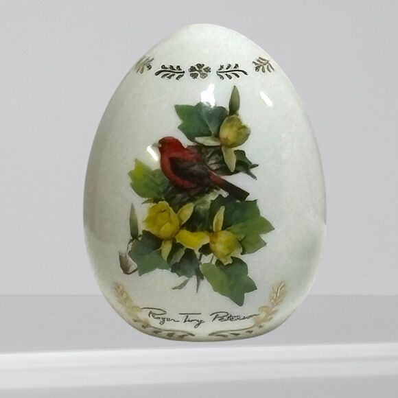 Danbury Mint 1995 2 Porcelain Songbird Eggs "Scarlet Tanager" "Flicker" Peterson - Picture 3 of 7